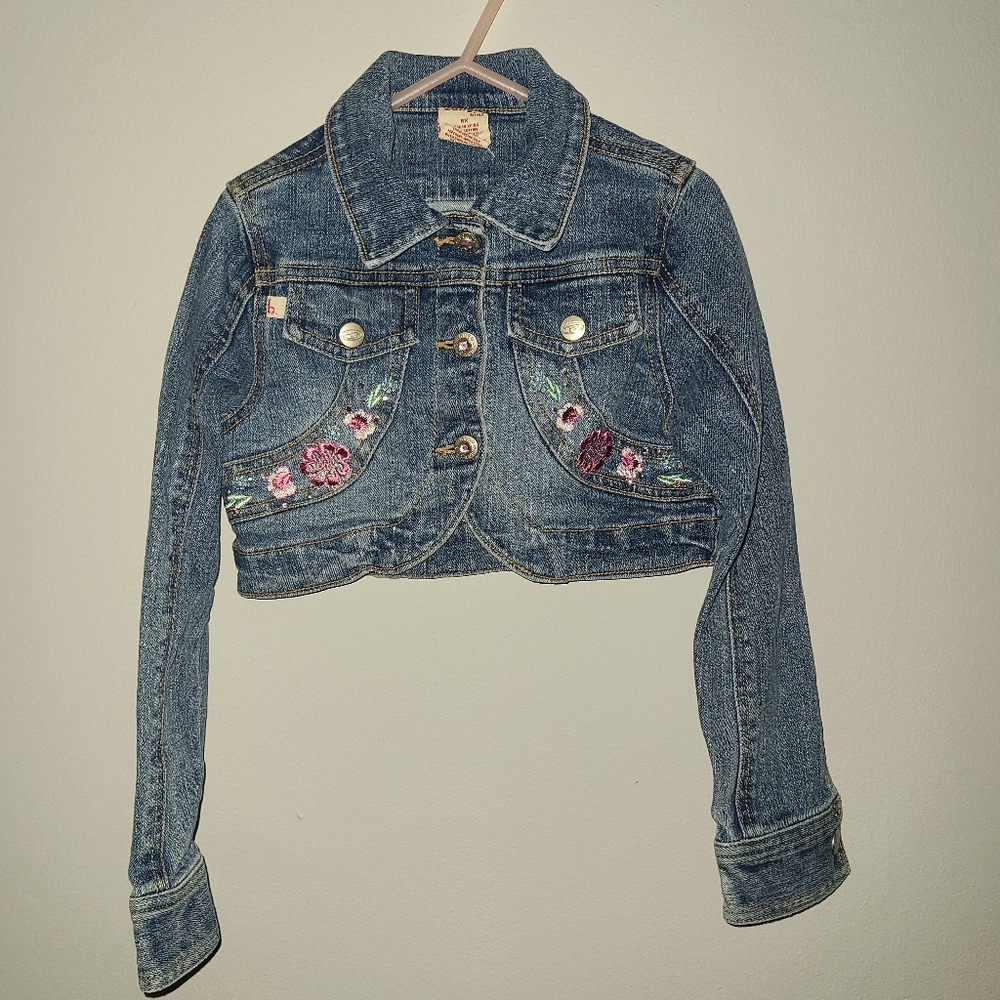 Y2k Bongo Cropped Embroidered Denim Jacket 6x